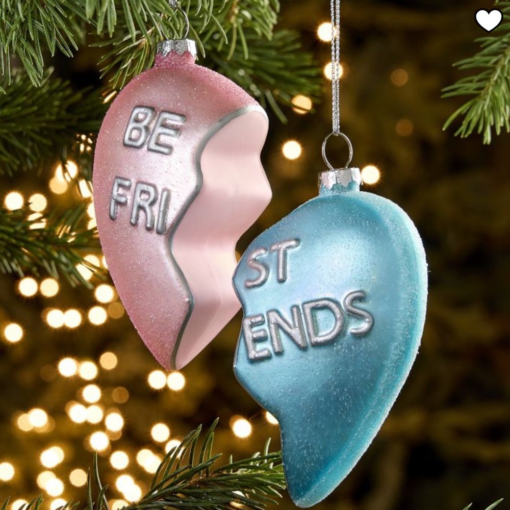 Friendship Heart Ornament Set - Pink and Blue